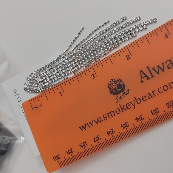 Charter Club Silver Tone Crystal Paved Triangle Head Tassel Chandelier Earrings - Picture 5 of 5